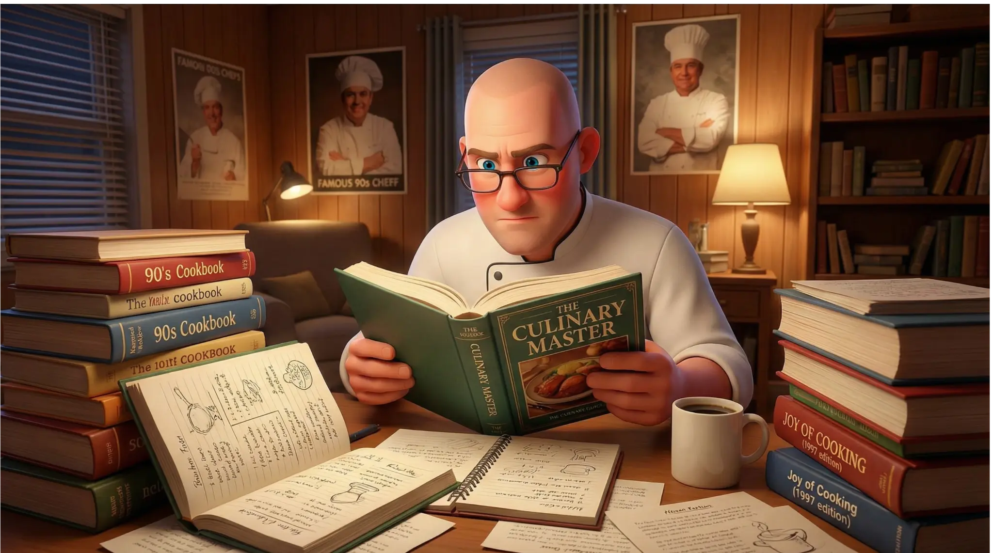 Scando studying culinary masters and taking notes